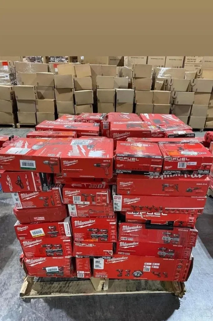 Milwaukee tool set pallets stacked for sale