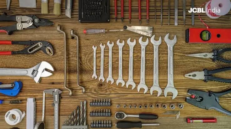 Professional hand tools, including a selection of durable tools designed for repair, maintenance, and construction work.